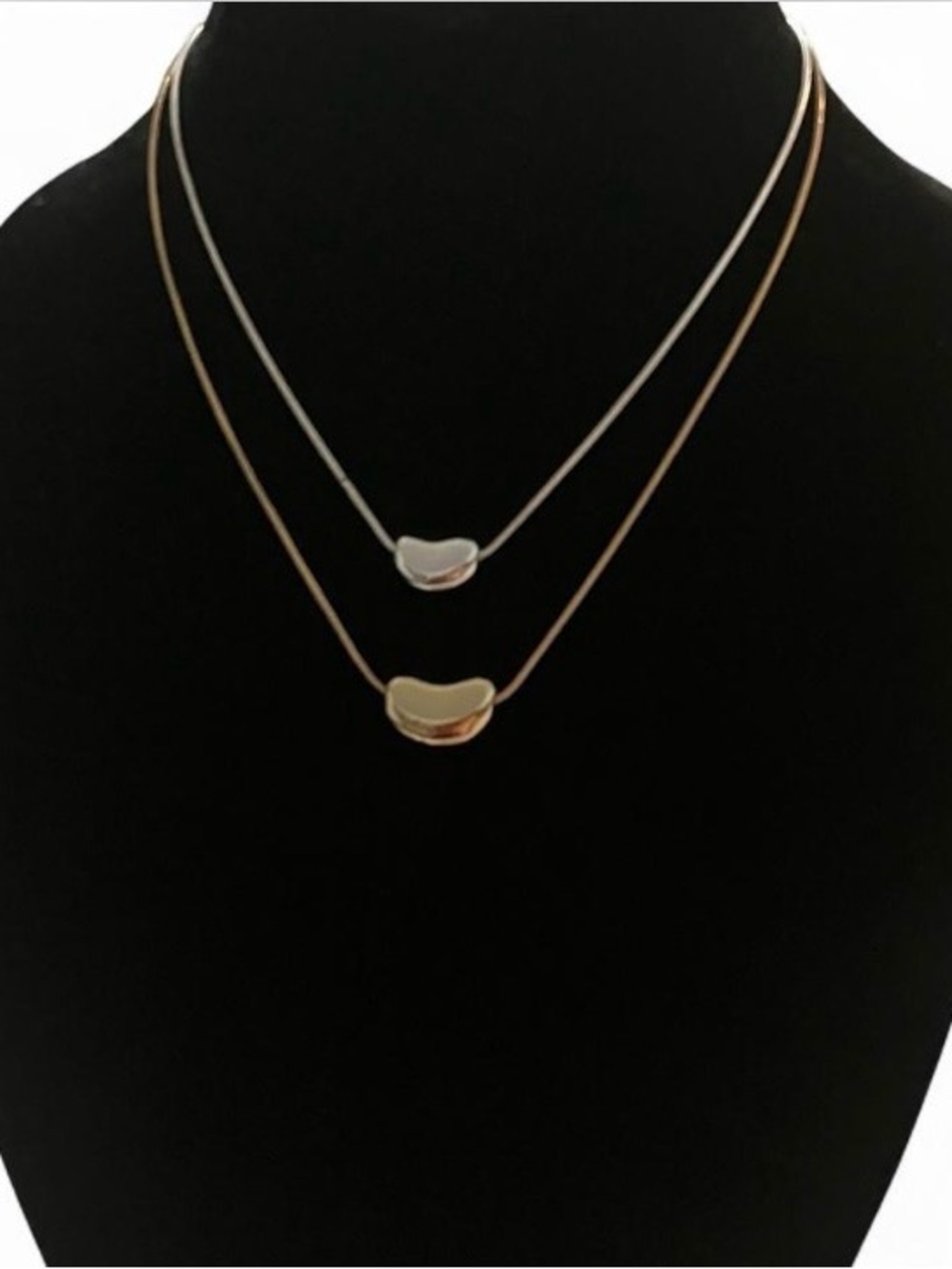 Two-Tone Bean Pendant Layered Necklace - Women Jewelry